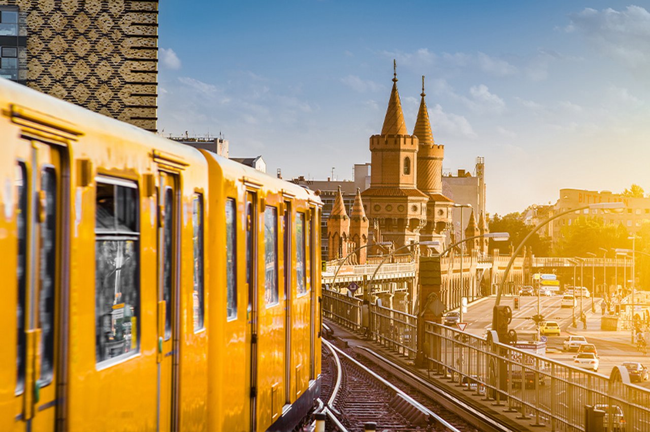 City view of Berlin with Subway